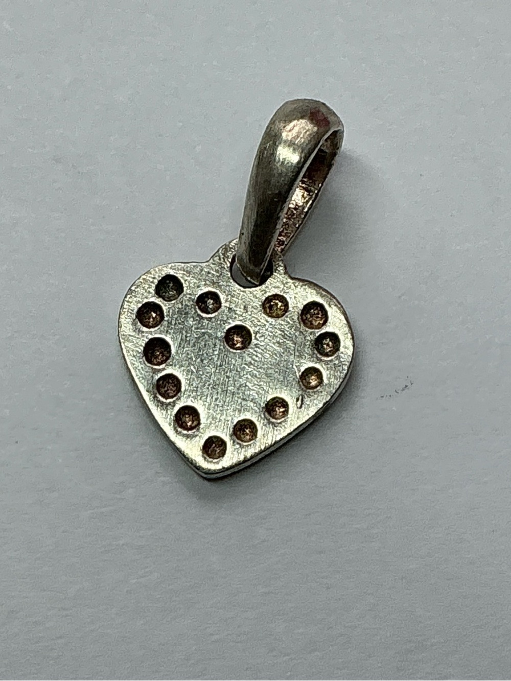 Sterling Silver Heart Pendant with Dot Accents - Silver